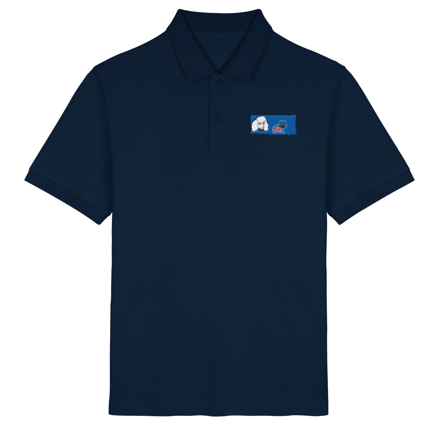 Wine Dog Embroidery - Organic Poloshirt (Stick)