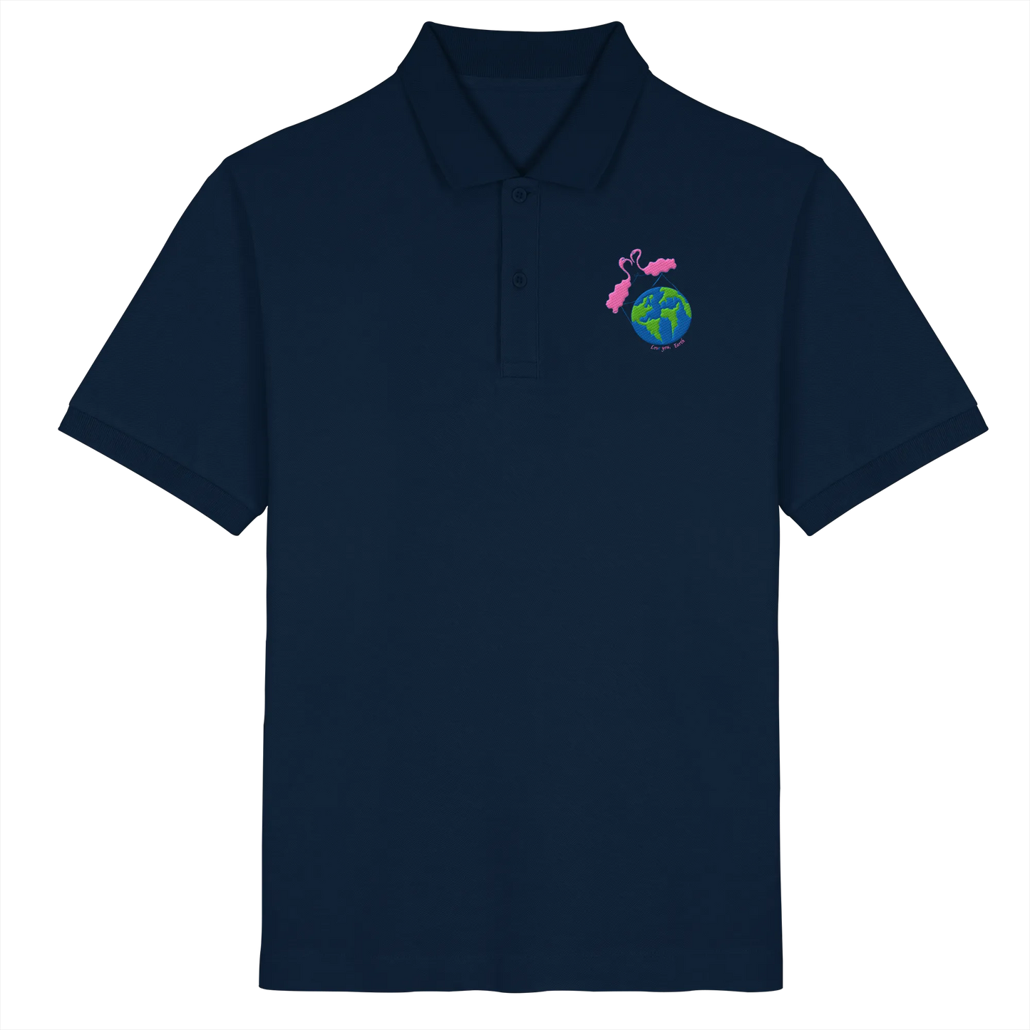 Love you Earth/ Embroidery - Organic Poloshirt (Stick)