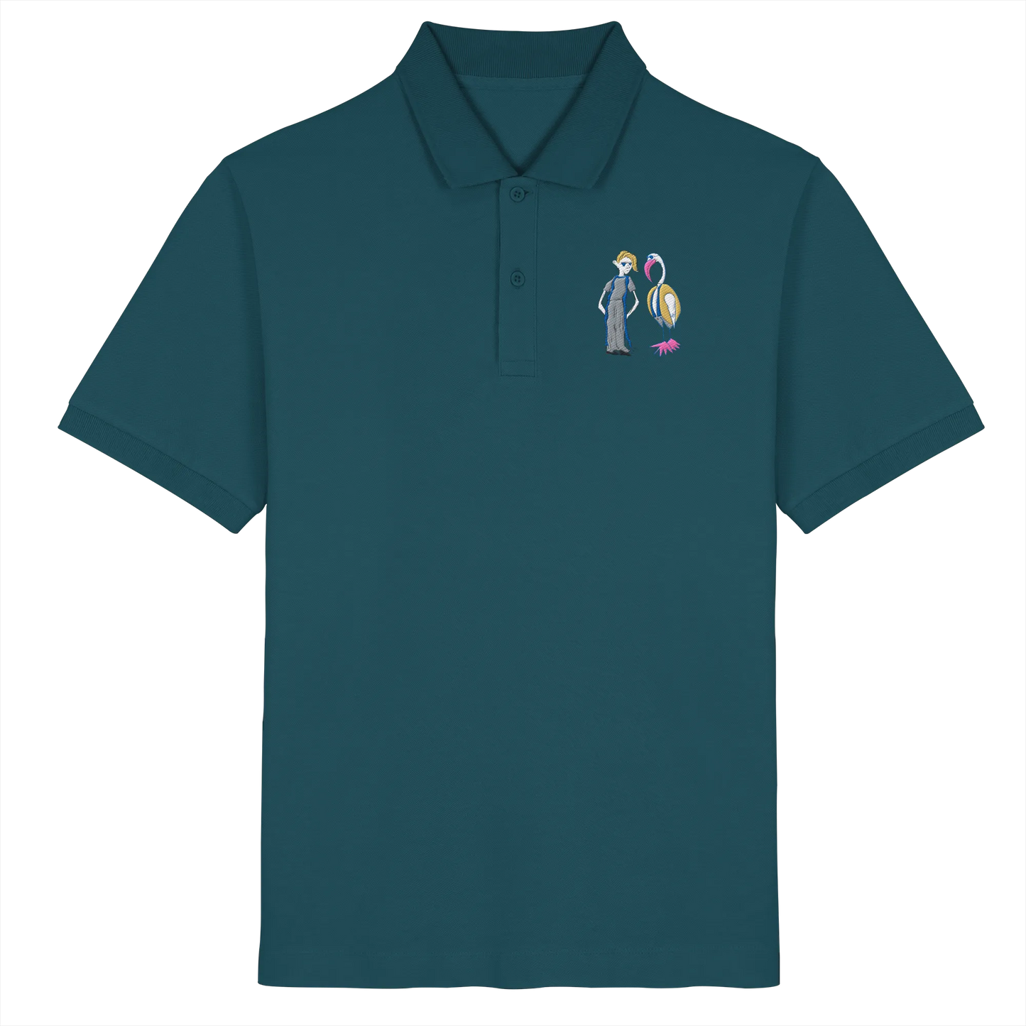 The Boy and the Heron Embroidery - Organic Poloshirt (Stick)