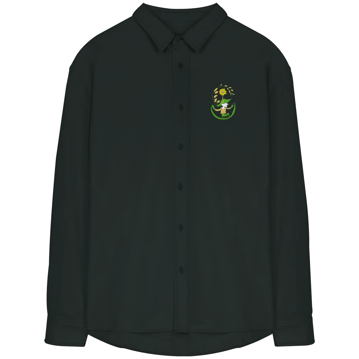 Hooded hope embroidery - Organic Relaxed Button-Up Shirt