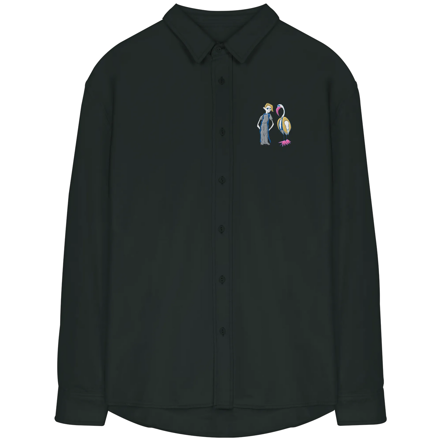 The Boy and the Heron Embroidery - Organic Relaxed Button-Up Shirt