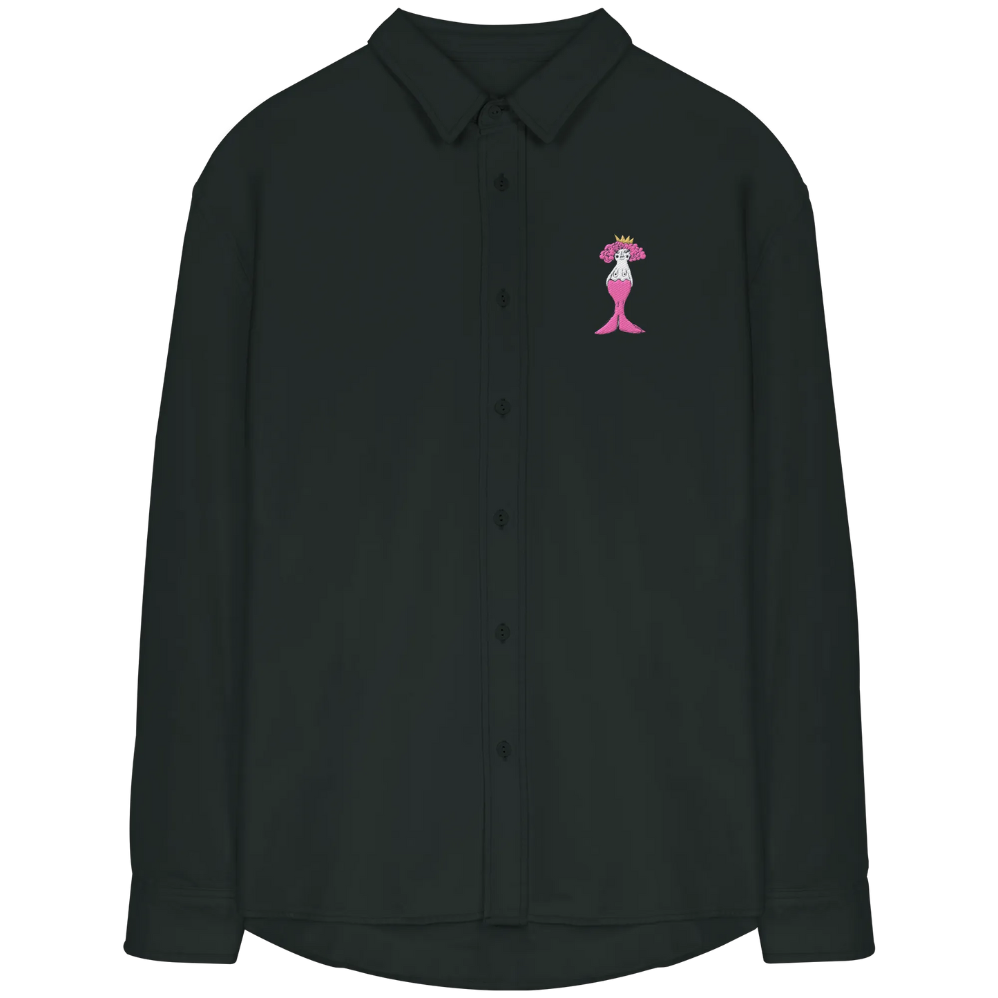Mermaid Embroidery - Organic Relaxed Button-Up Shirt