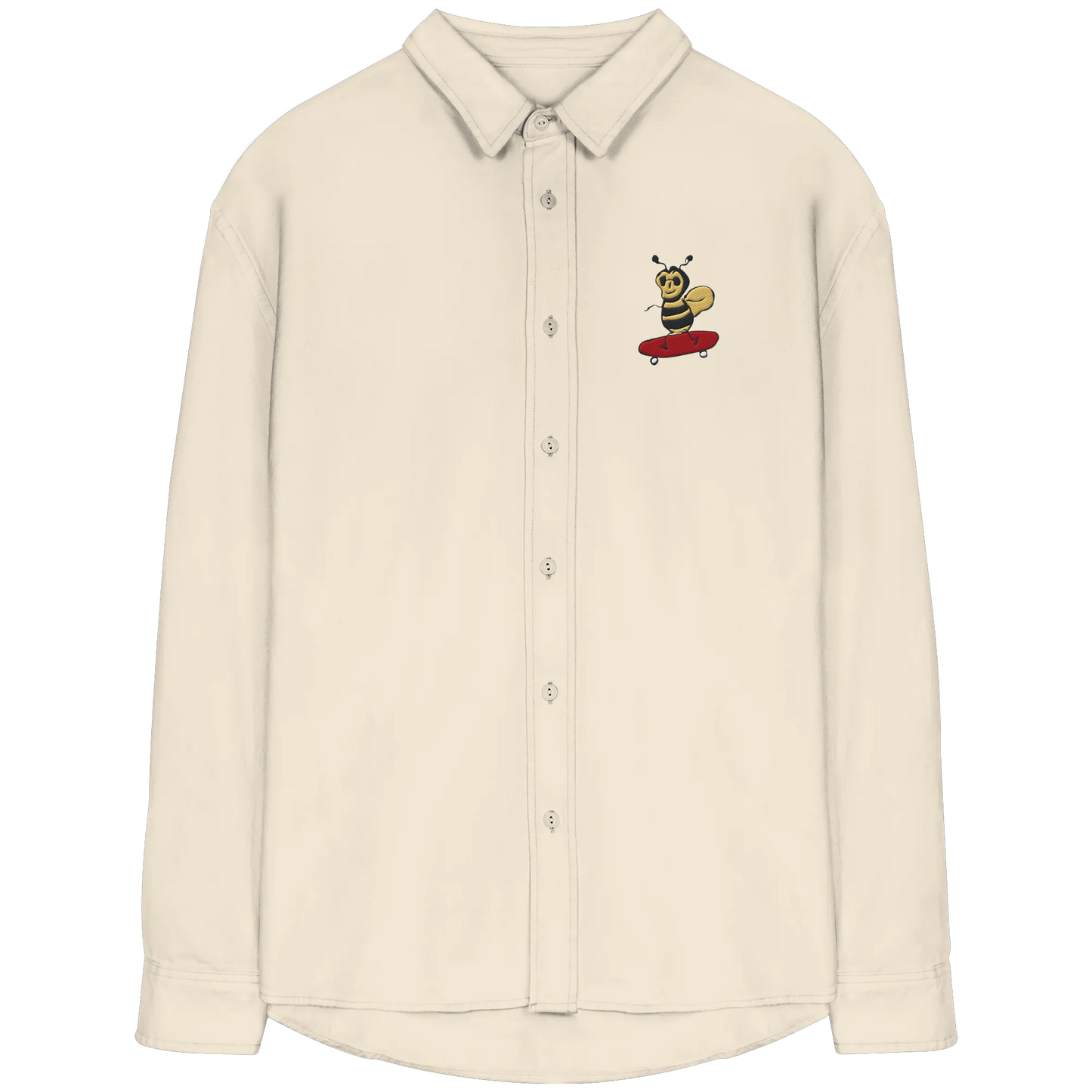 Rolling Bee Embroidered - Organic Relaxed Button-Up Shirt