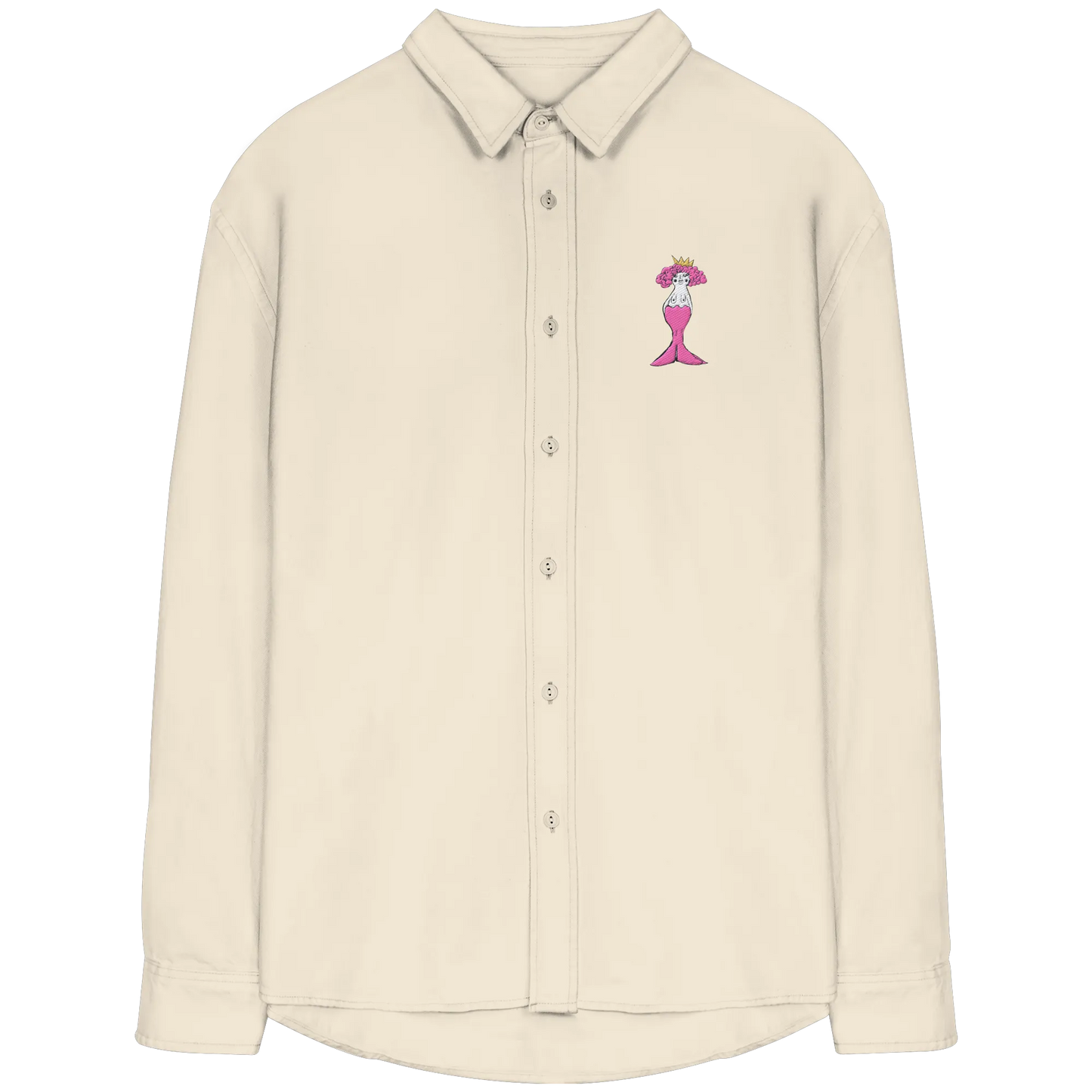 Mermaid Embroidery - Organic Relaxed Button-Up Shirt
