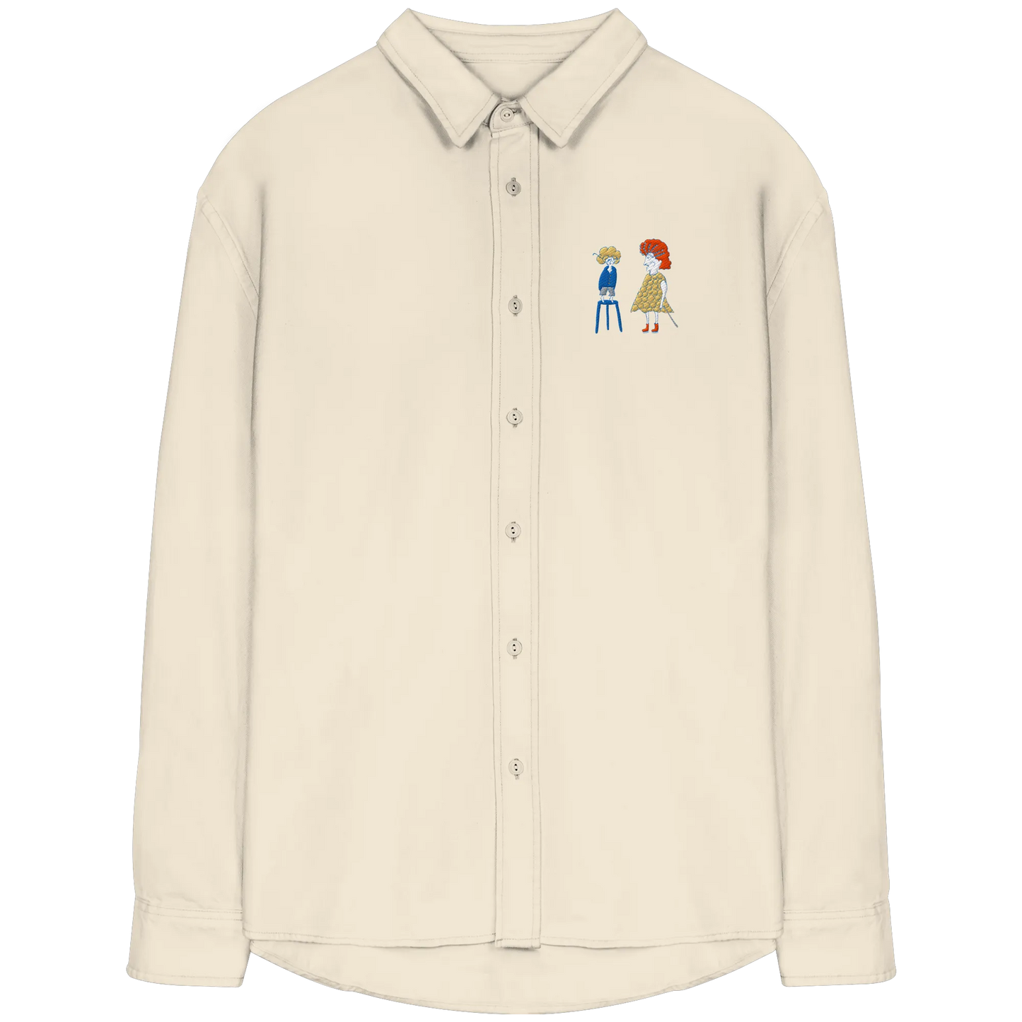 Grandma Embroidery - Organic Relaxed Button-Up Shirt