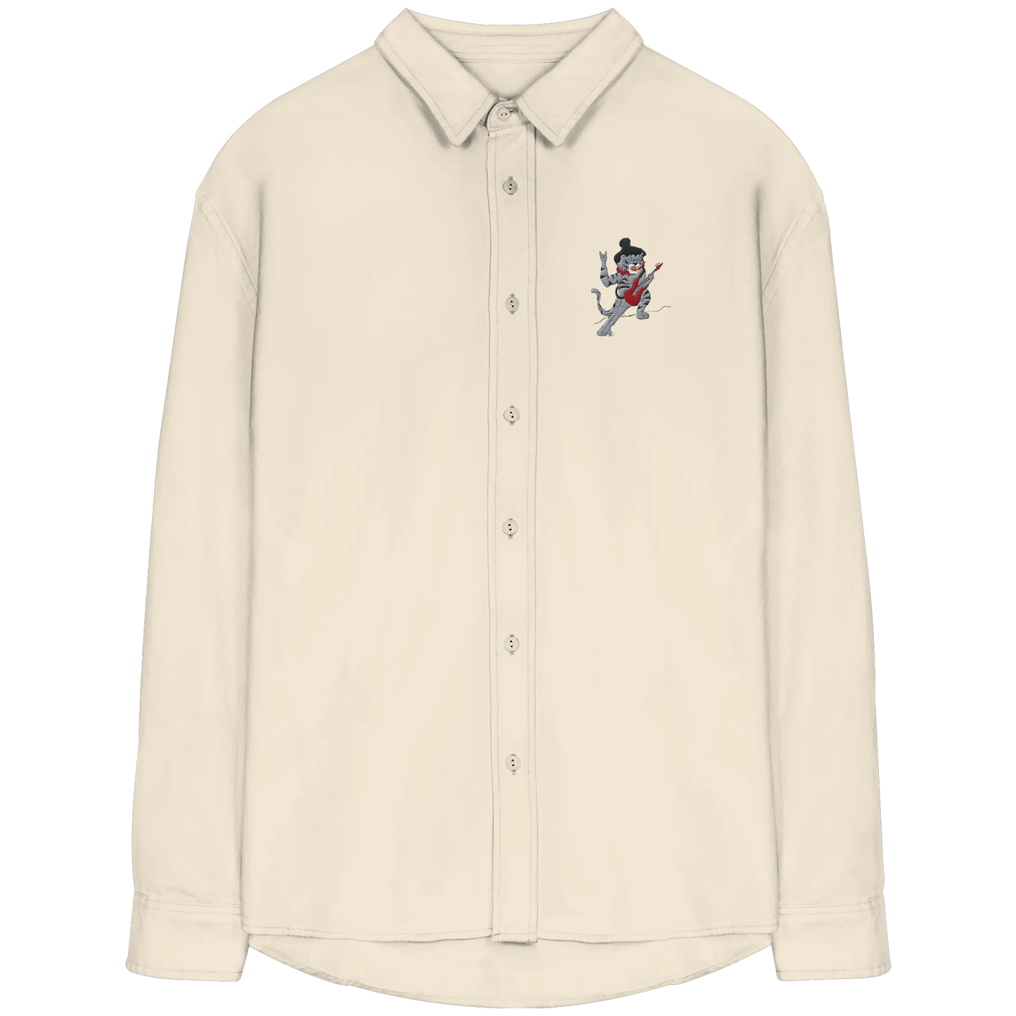 rockstar embroidery - Organic Relaxed Button-Up Shirt