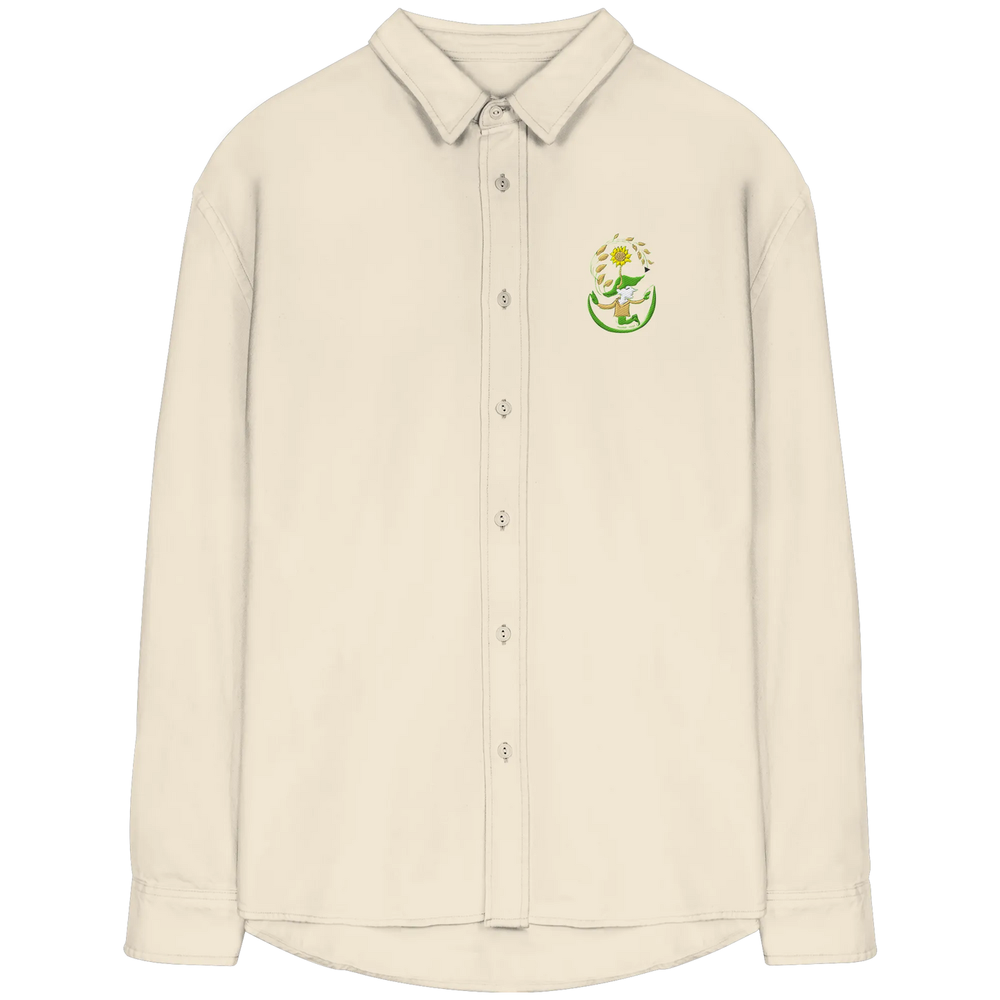 Hooded hope embroidery - Organic Relaxed Button-Up Shirt