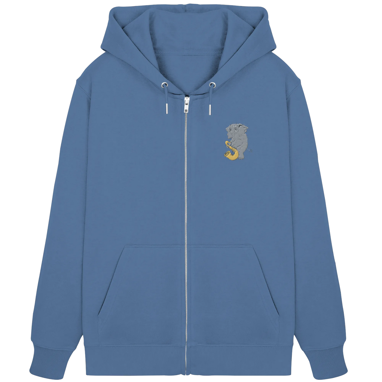 A sad Elephant Embroidery - Organic Zipper (Stick)
