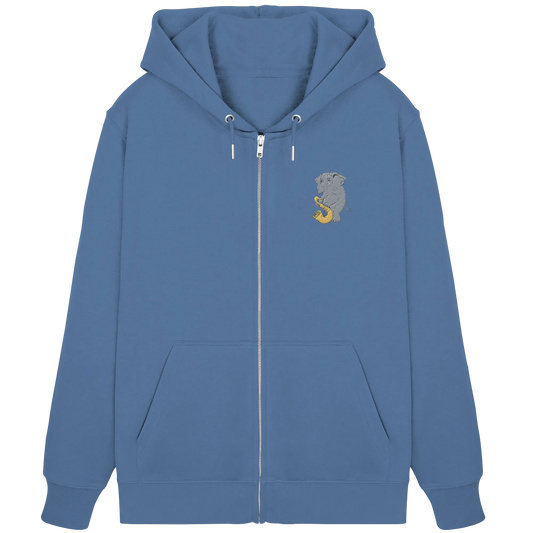 A sad Elephant Embroidery - Organic Zipper (Stick)