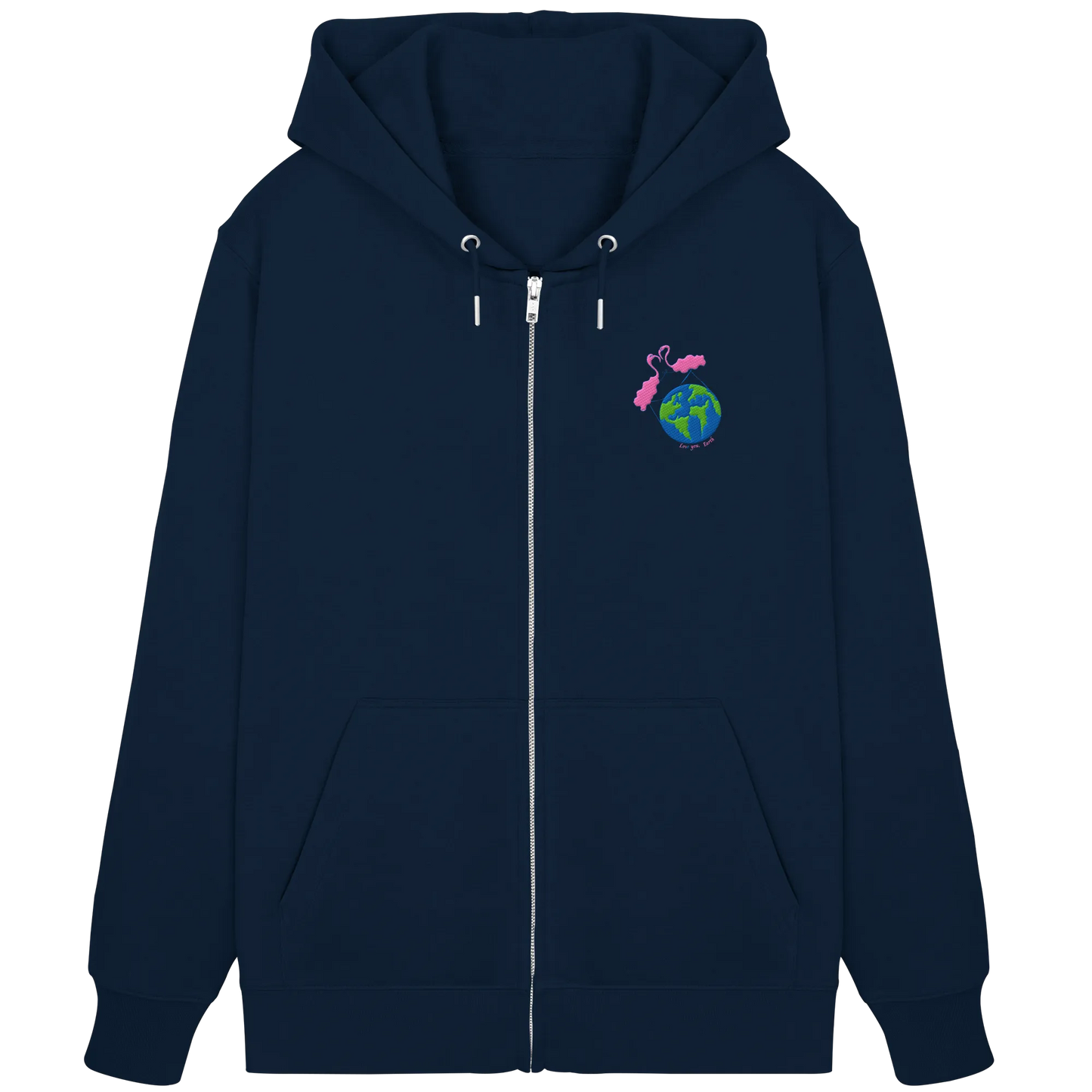 Love you Earth/ Embroidery - Organic Zipper (Stick)