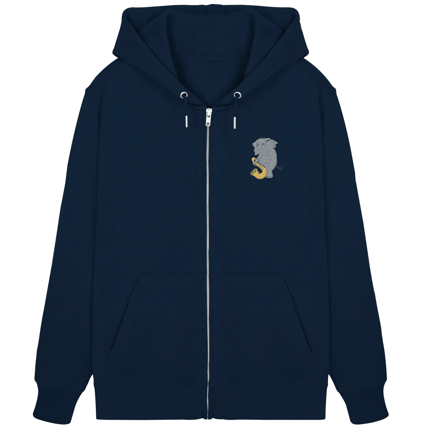 A sad Elephant Embroidery - Organic Zipper (Stick)
