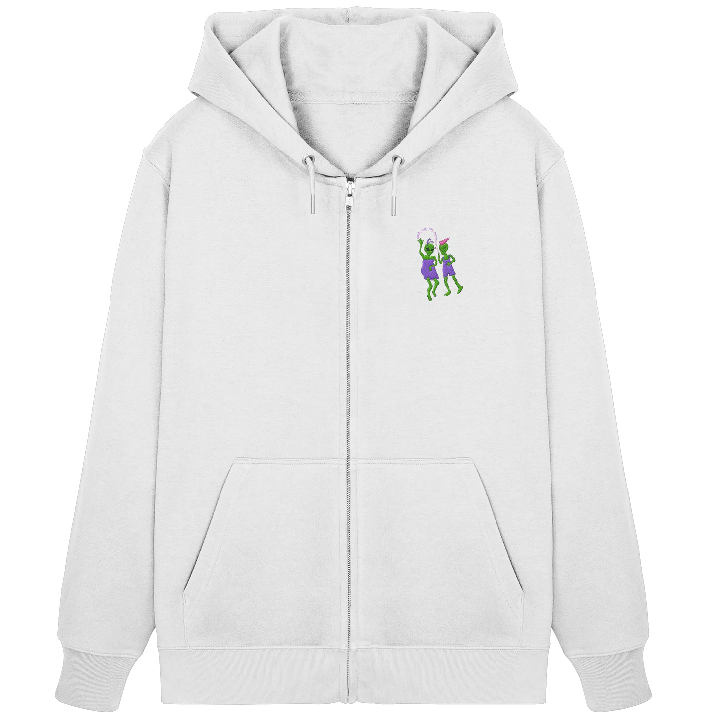 Dancing Aliens Embroidery - Organic Zipper (Stick)