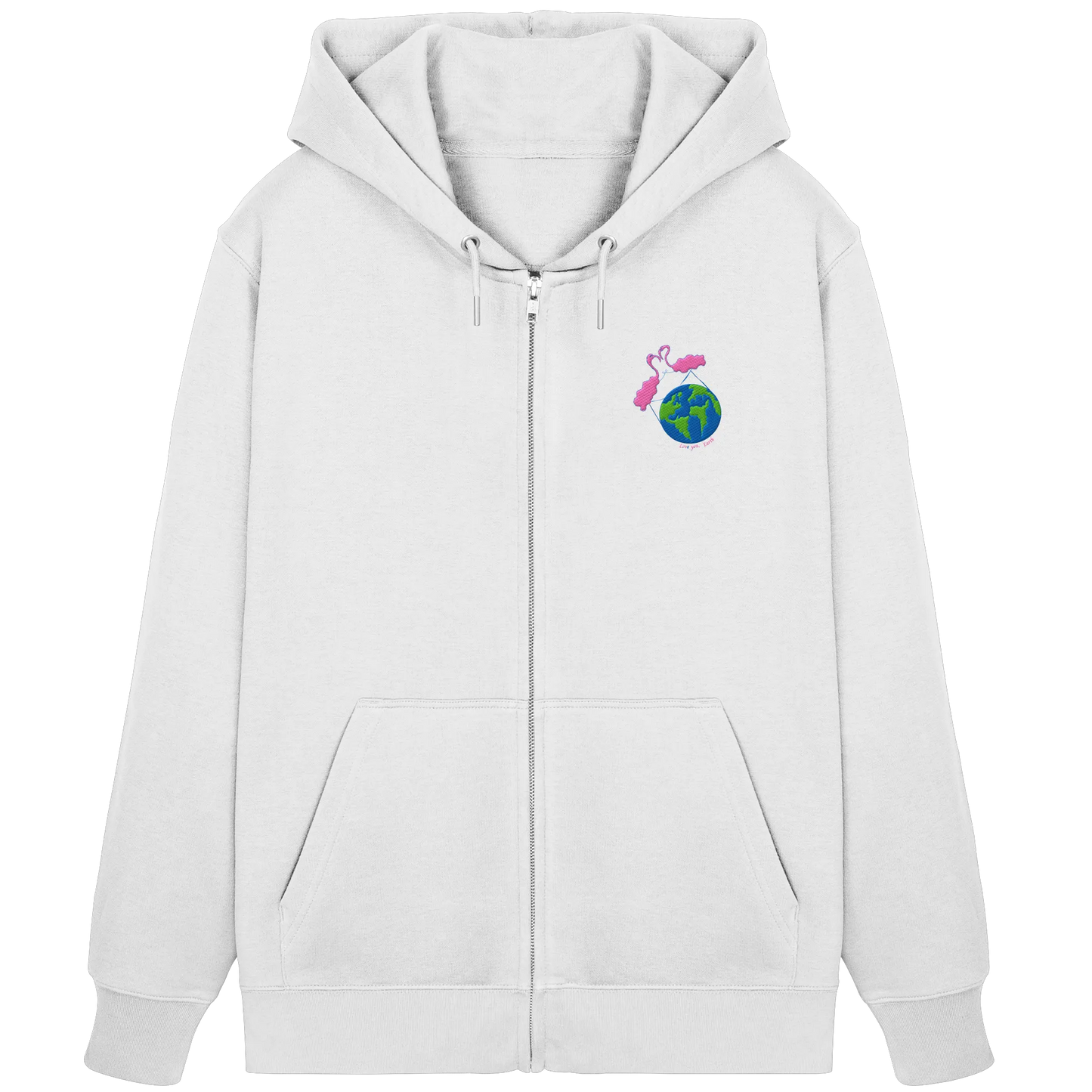 Love you Earth/ Embroidery - Organic Zipper (Stick)