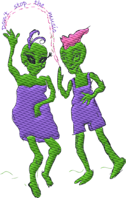 Dancing Aliens Embroidered