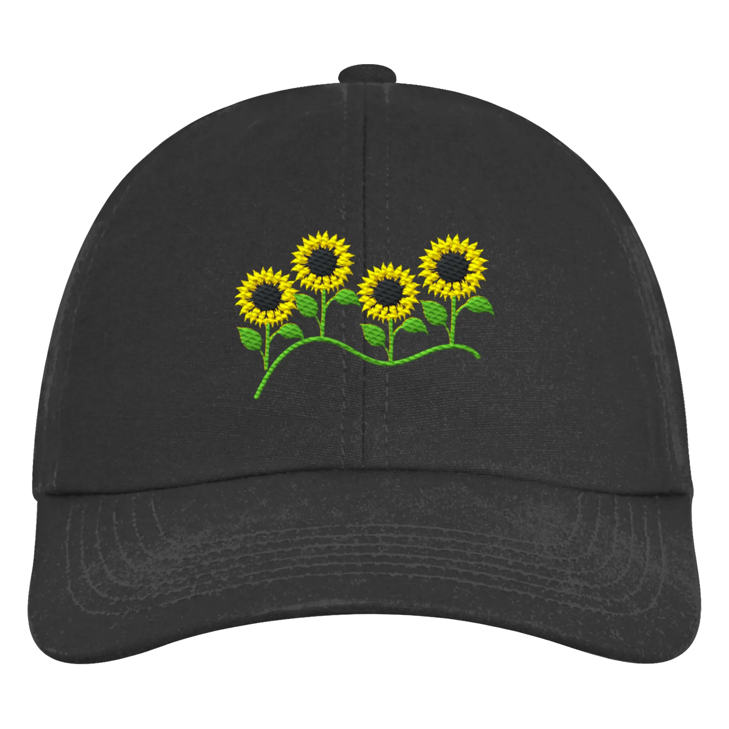 Sunflower Embroidery - Organic 6-Panel Cap