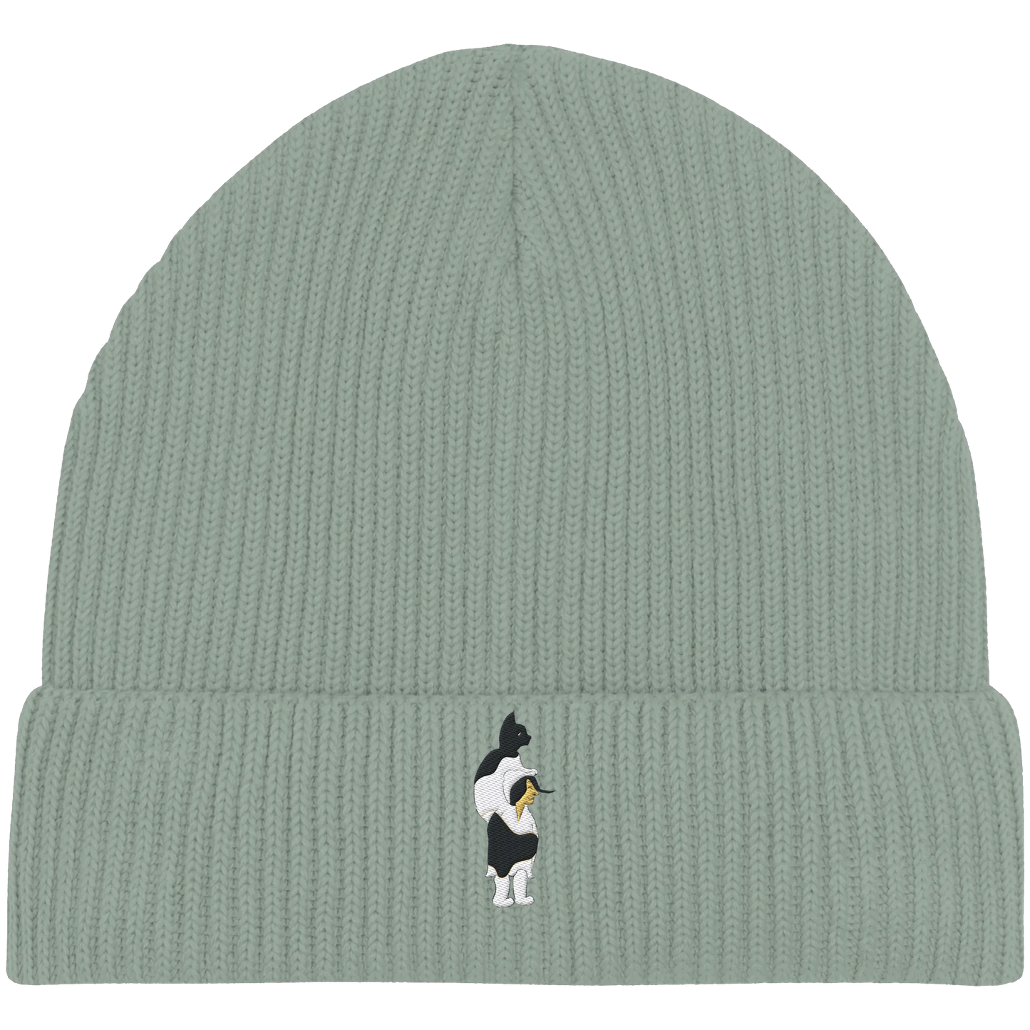 Cat Person Embroidery - Organic Fisherman Beanie