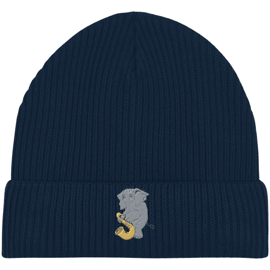 A sad Elephant Embroidery - Organic Fisherman Beanie