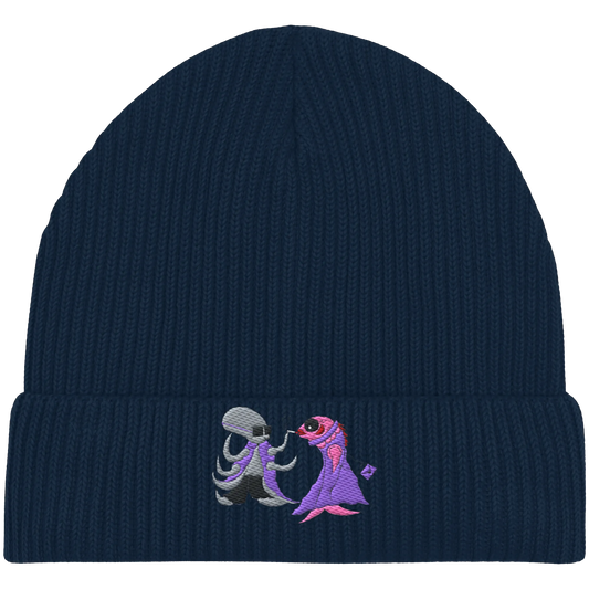 Octopus embroidery - Organic Fisherman Beanie