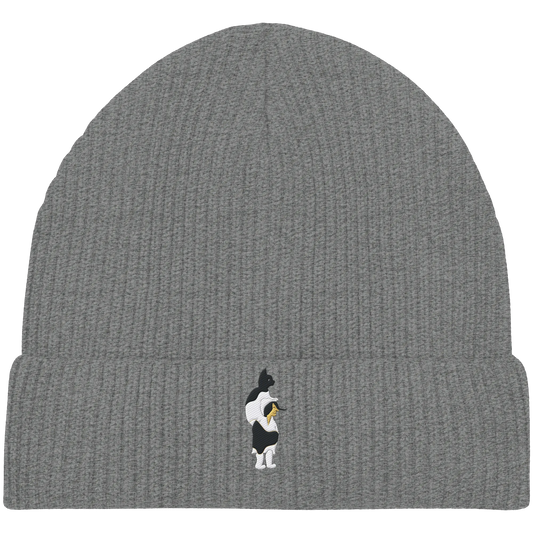 Cat Person Embroidery - Organic Fisherman Beanie