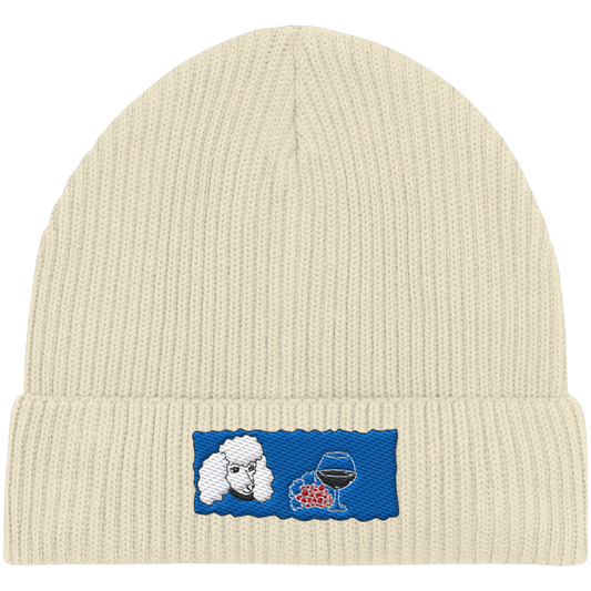 Wine Dog Embroidery - Organic Fisherman Beanie