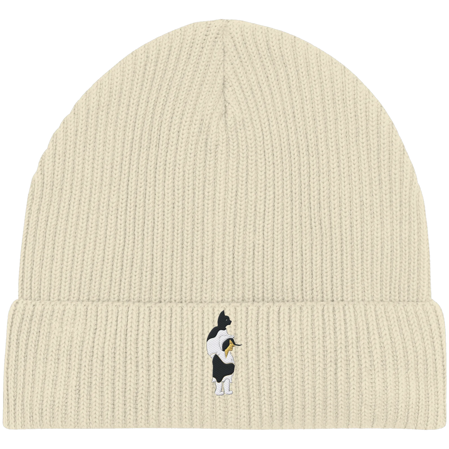 Cat Person Embroidery - Organic Fisherman Beanie