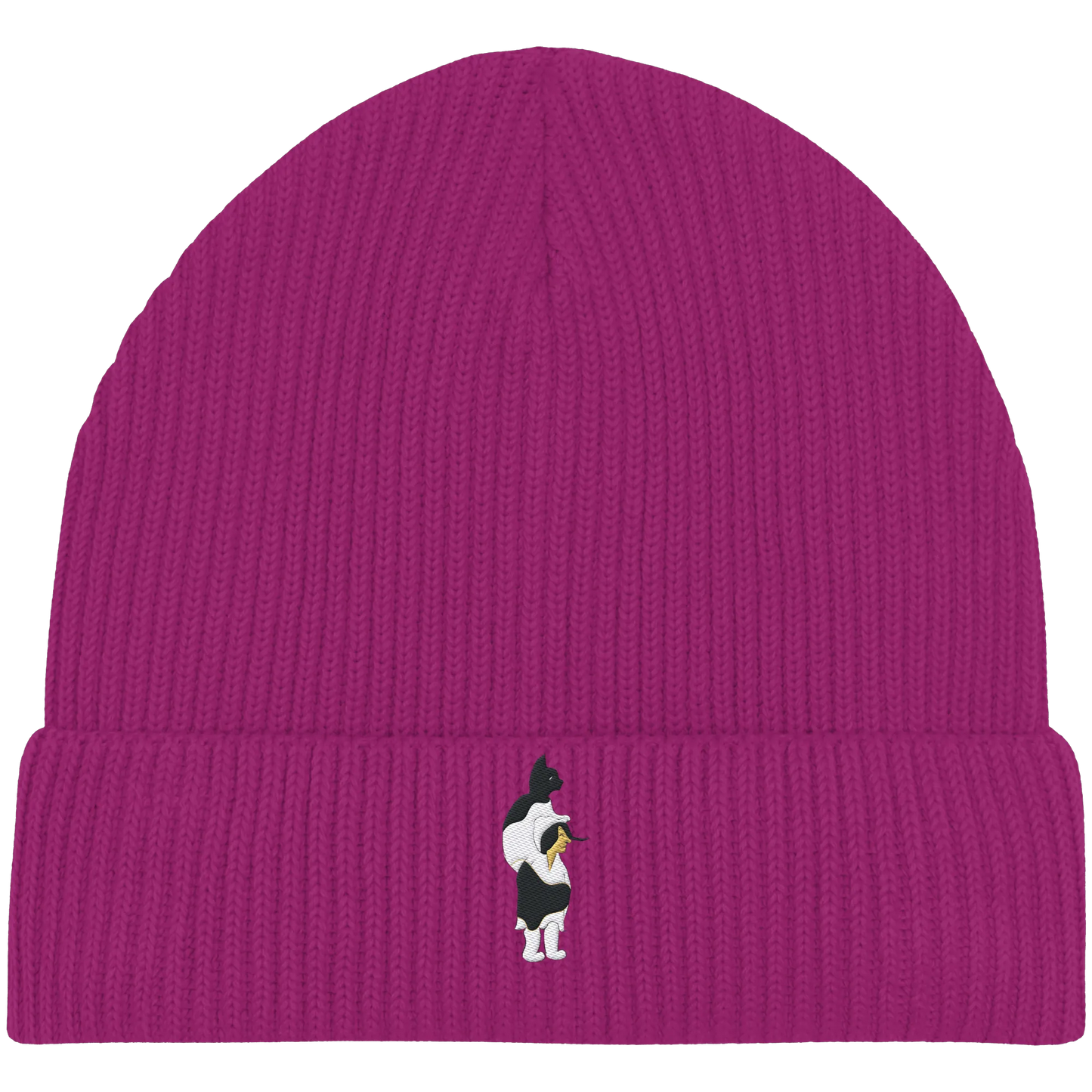 Cat Person Embroidery - Organic Fisherman Beanie