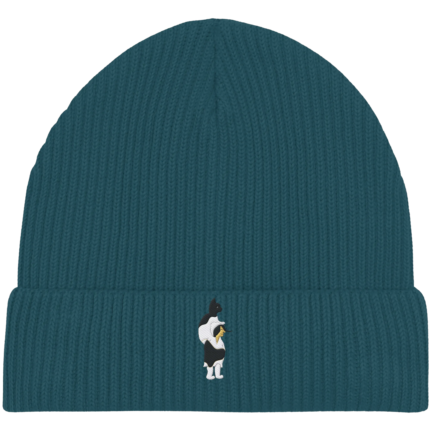 Cat Person Embroidery - Organic Fisherman Beanie