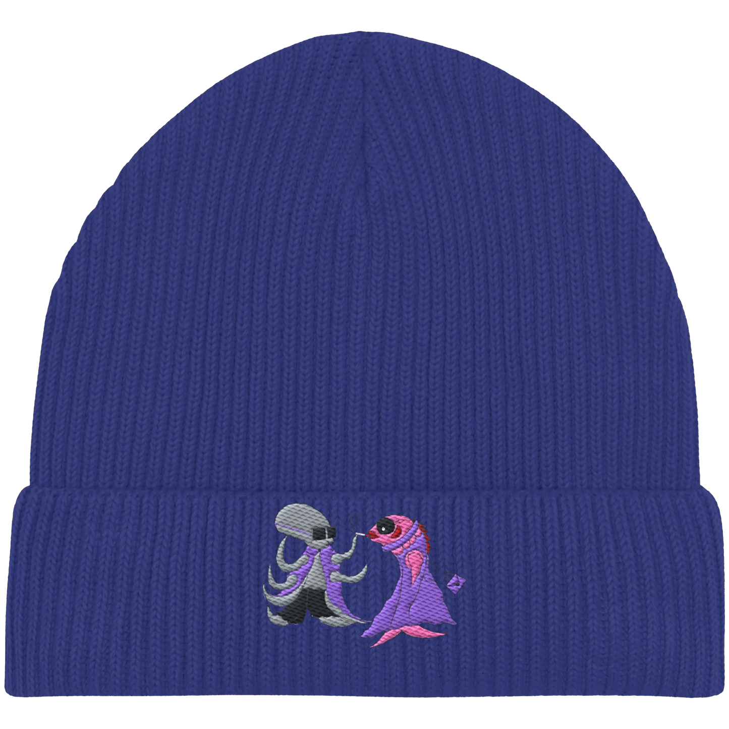 Octopus embroidery - Organic Fisherman Beanie