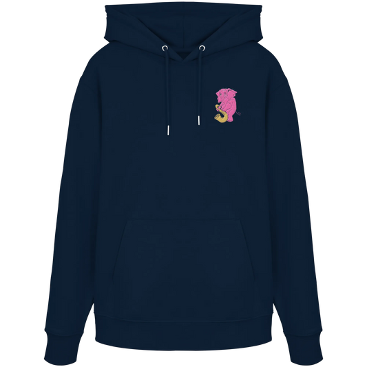 A sad Elephant Embroidery - Organic Hoodie (Stick)