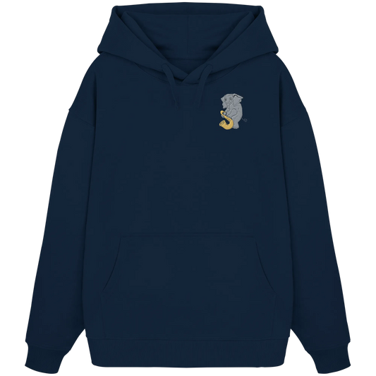 A sad elephant embroidered - Organic Oversize Hoodie