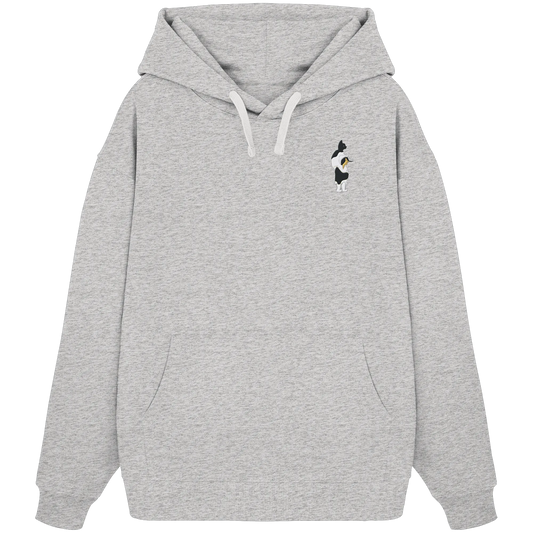 Cat Person Embroidery - Organic Oversize Hoodie (Stick)