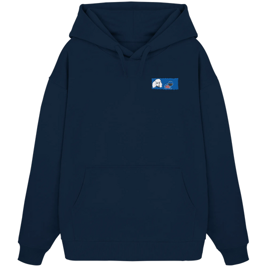 Wine Dog Embroidery - Organic Oversize Hoodie (Stick)