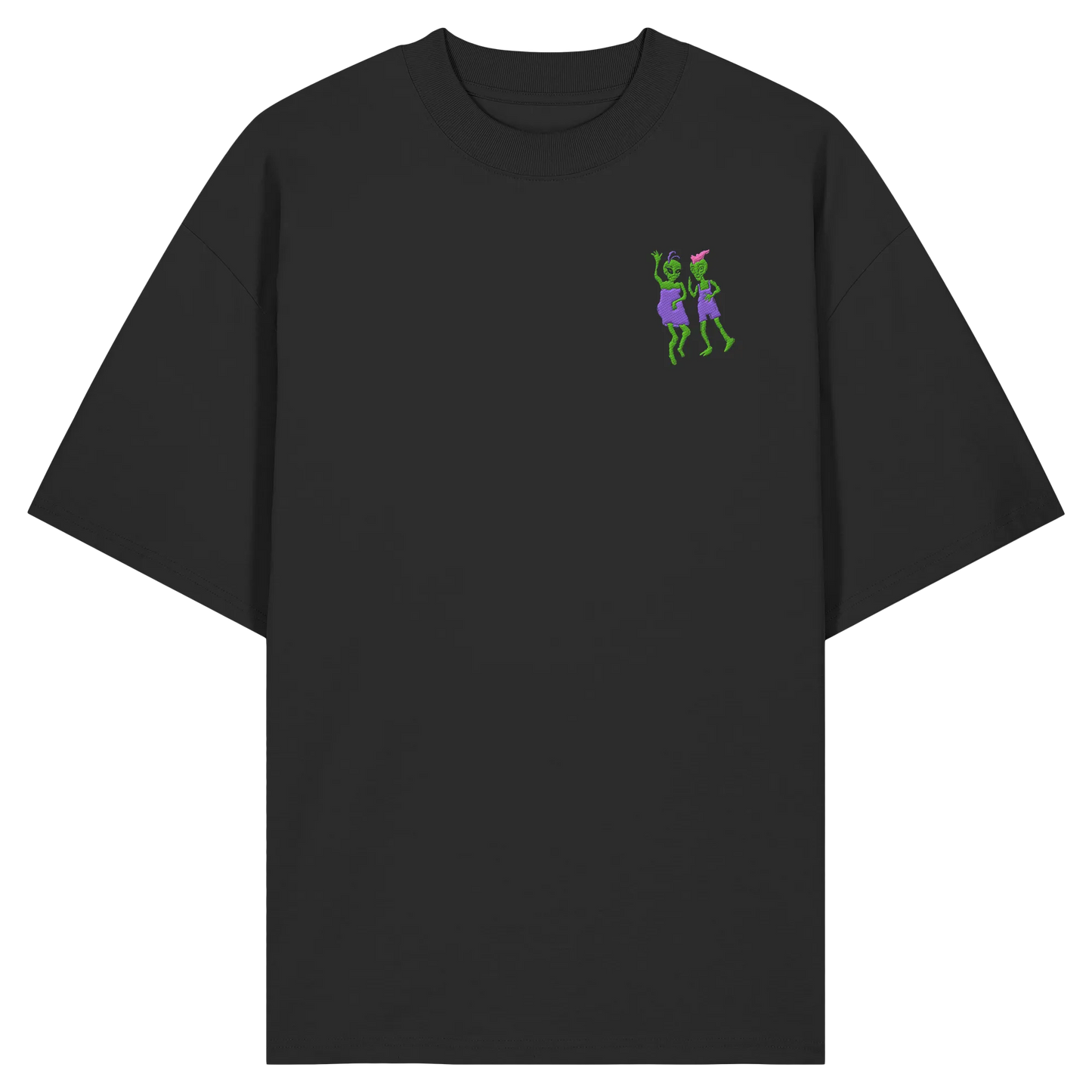 Dancing Aliens Embroidered! - Organic Oversize Shirt