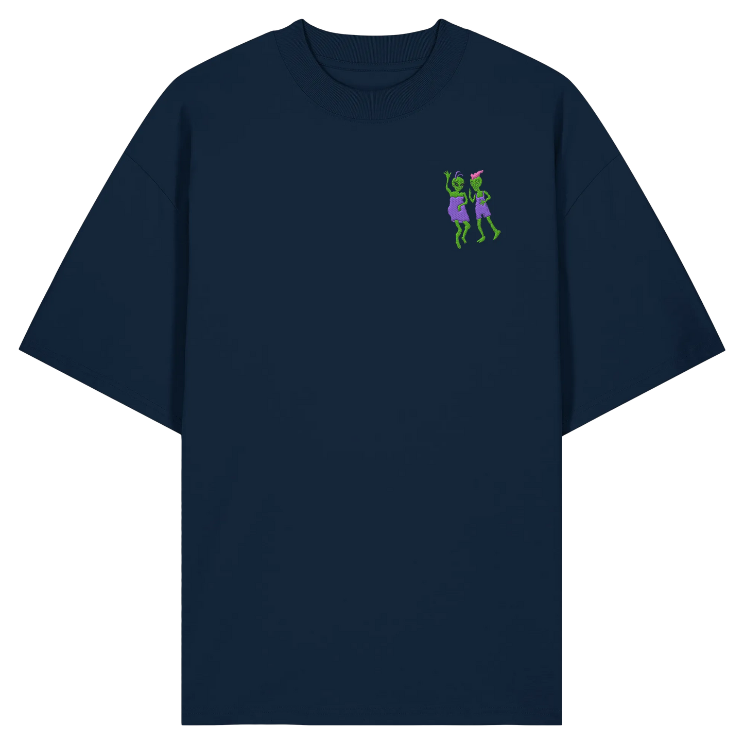 Dancing Aliens Embroidered! - Organic Oversize Shirt