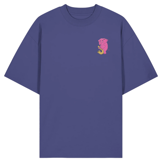 A sad Elephant Embroidery - Organic Oversize Shirt (Stick)
