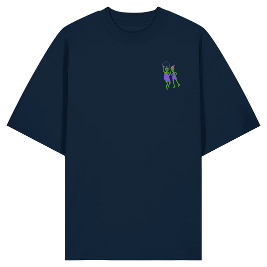 Dancing Aliens Embroidery - Organic Oversize Shirt (Stick)