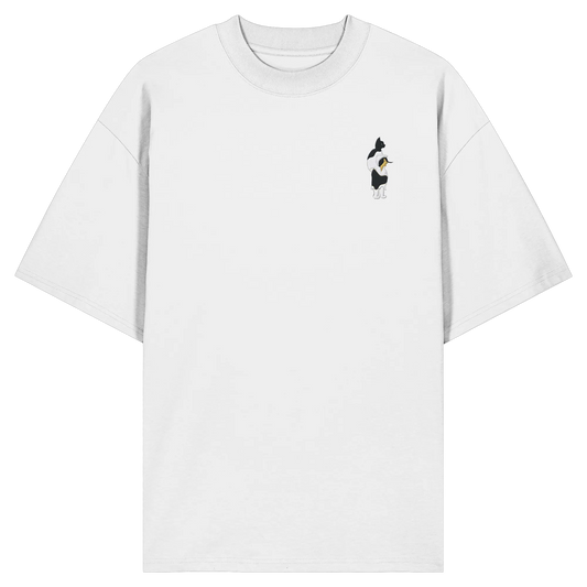 Cat Person Embroidery - Organic Oversize Shirt (Stick)