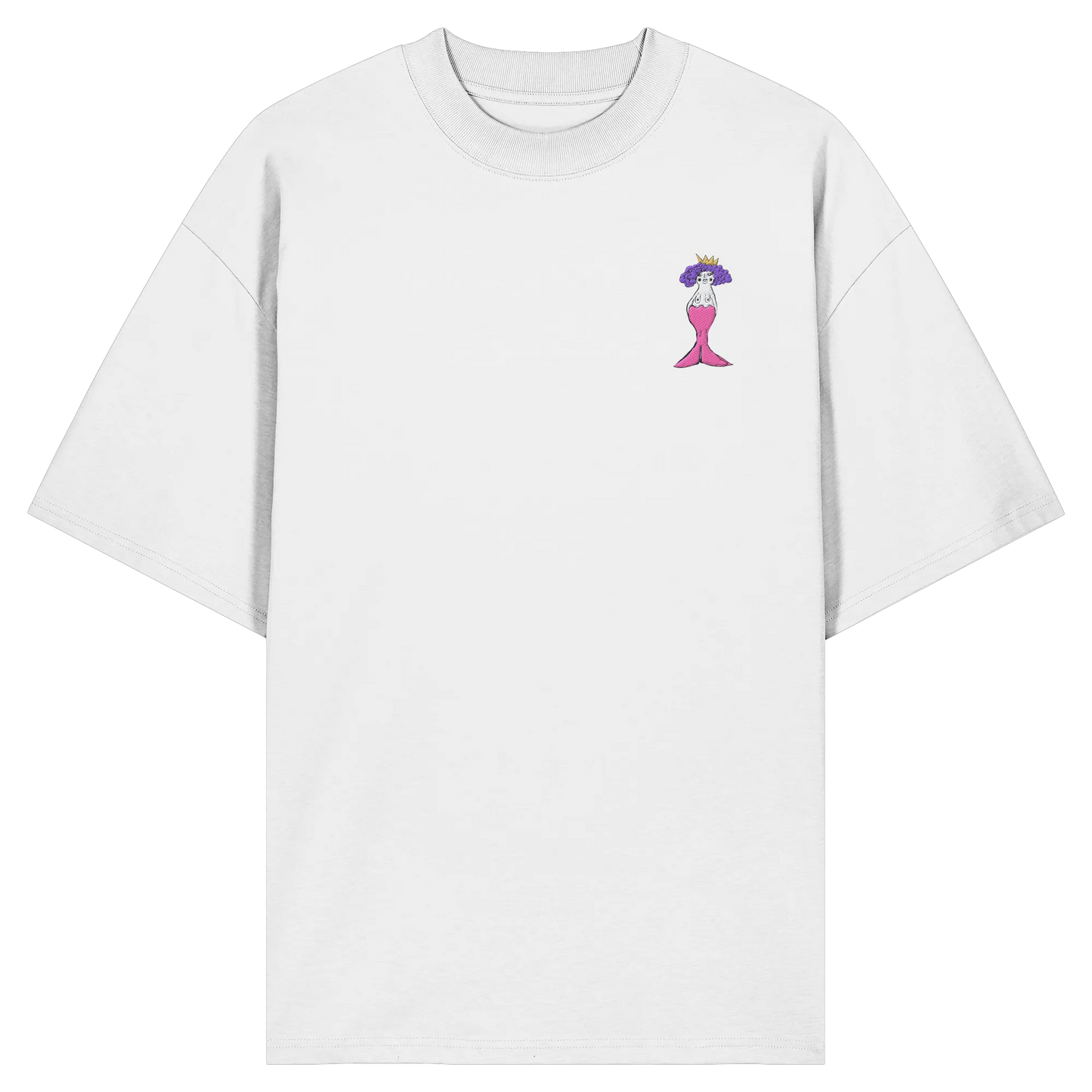 Mermaid Embroidery - Organic Oversize Shirt (Stick)
