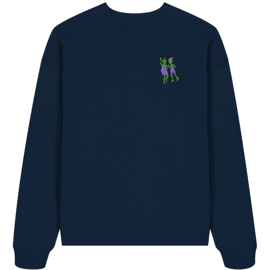 Dancing Aliens Embroidered! - Organic Oversize Sweatshirt