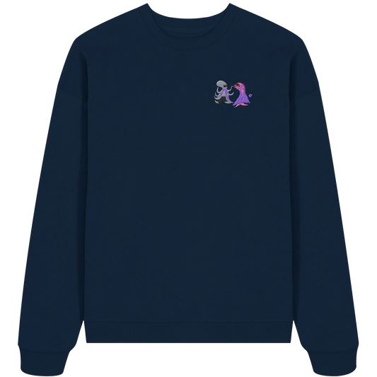 Octo and Fishy embroidery - Organic Oversize Sweatshirt (Stick)