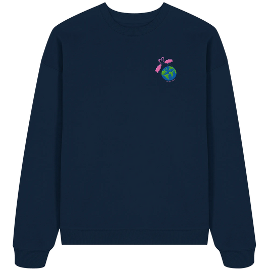 Love you Earth/ Embroidery - Organic Oversize Sweatshirt (Stick)