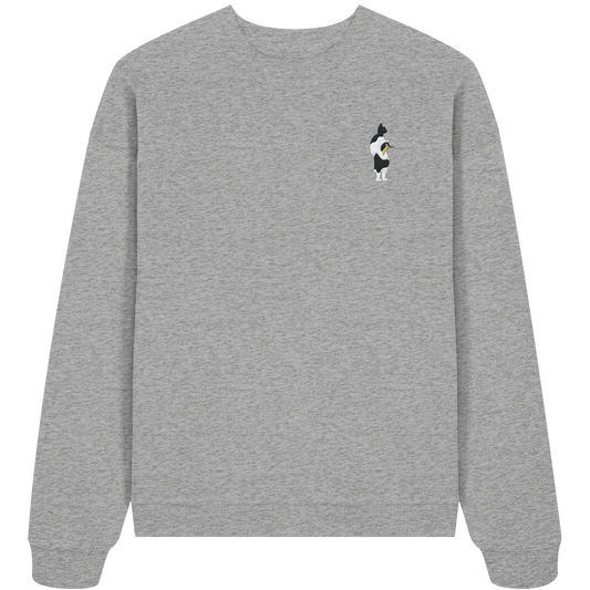 Cat Person Embroidery - Organic Oversize Sweatshirt (Stick)