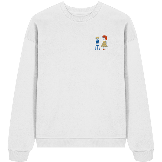 Grandma Embroidery - Organic Oversize Sweatshirt (Stick)