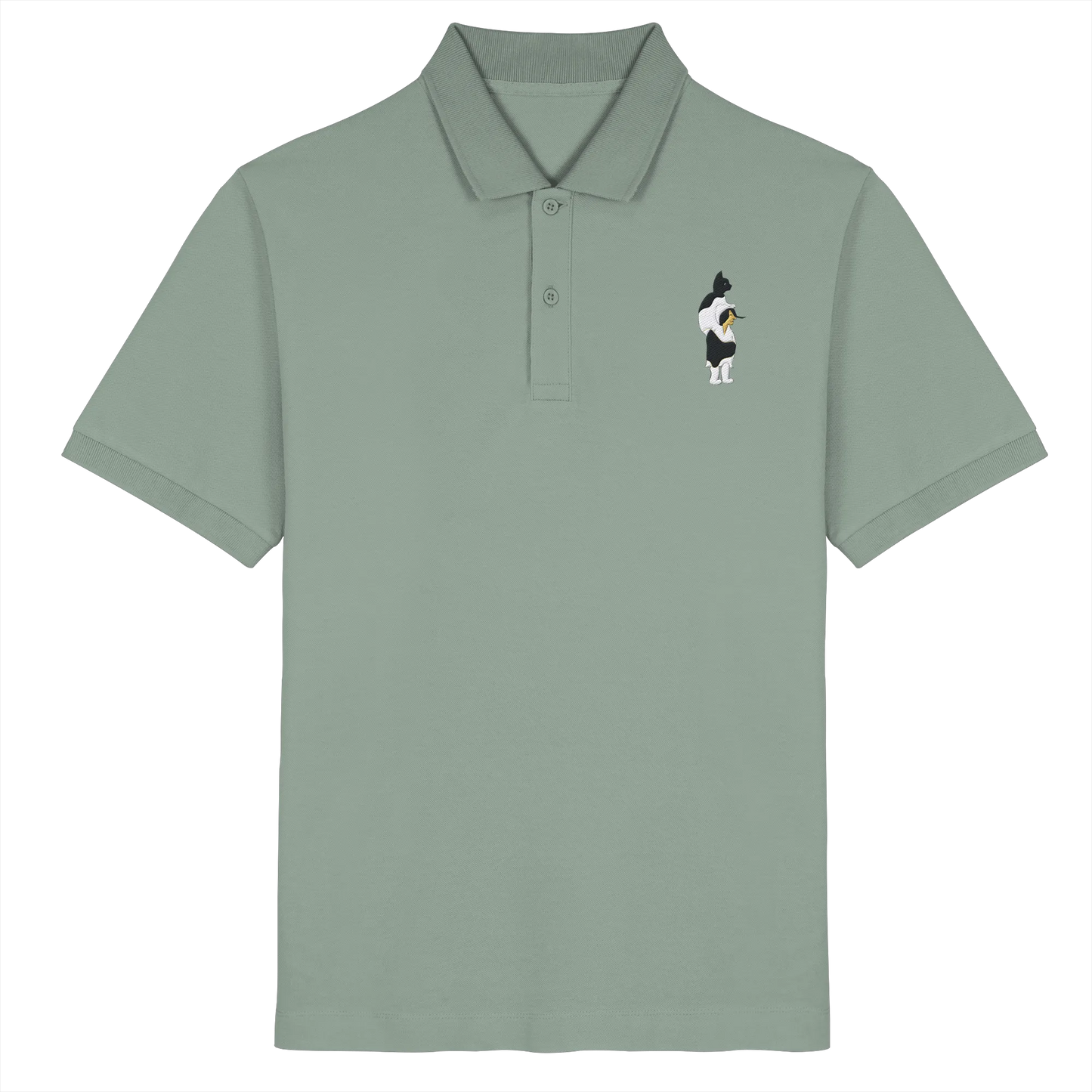 Cat Person Embroidery - Organic Poloshirt (Stick)