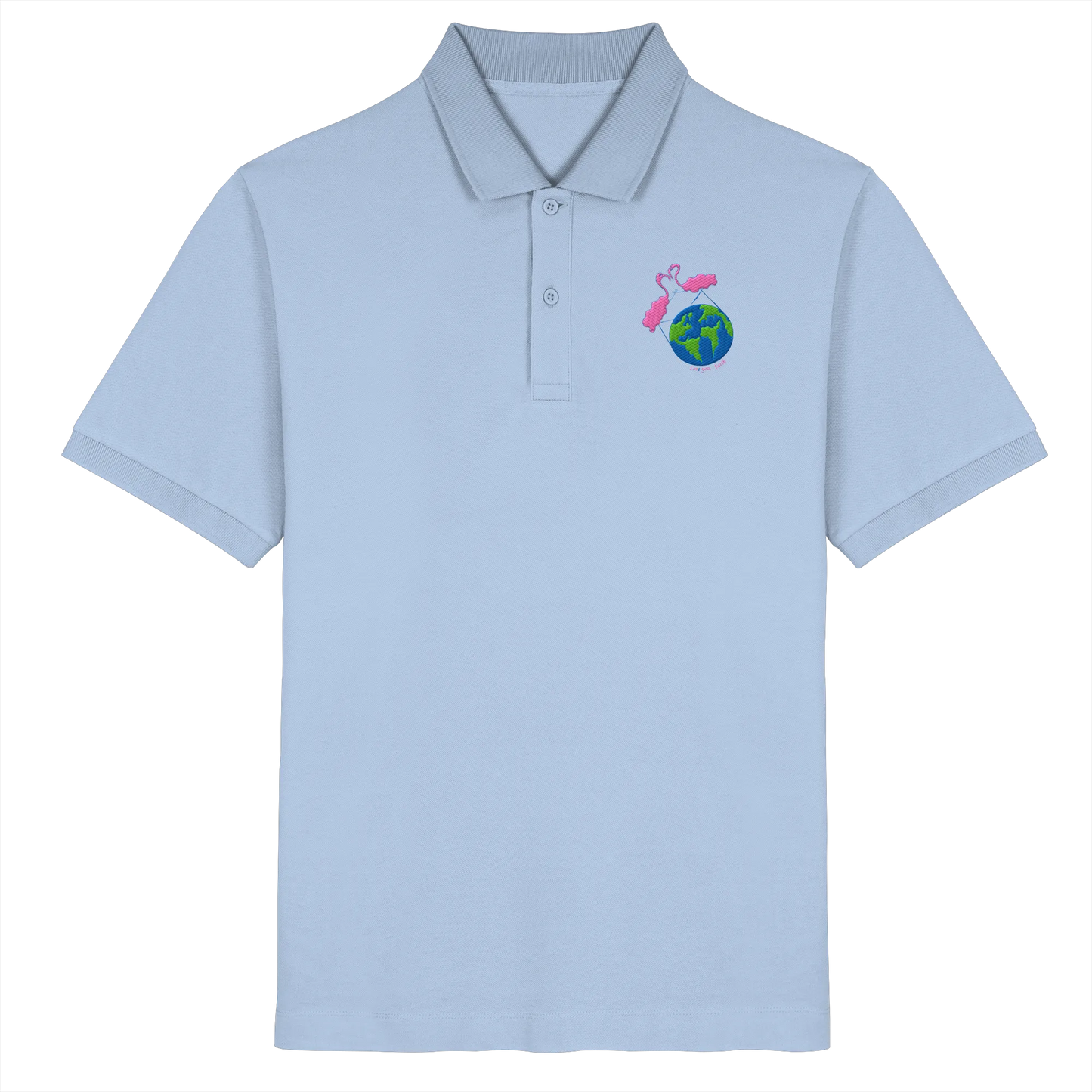 Love you Earth/ Embroidery - Organic Poloshirt (Stick)