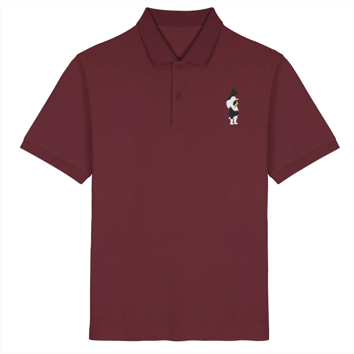Cat Person Embroidery - Organic Poloshirt (Stick)