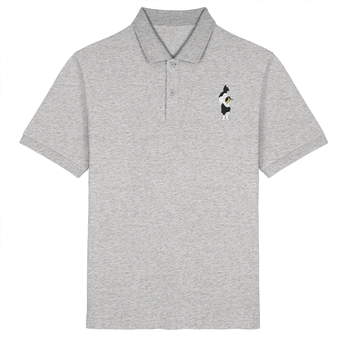 Cat Person Embroidery - Organic Poloshirt (Stick)