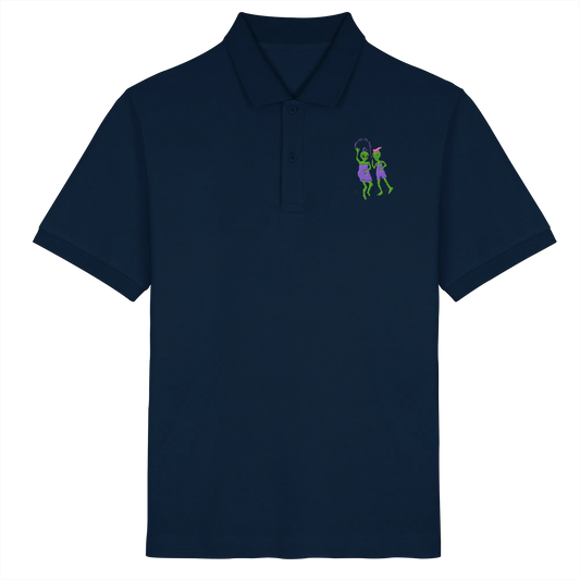 Dancing Aliens Embroidery - Organic Poloshirt (Stick)