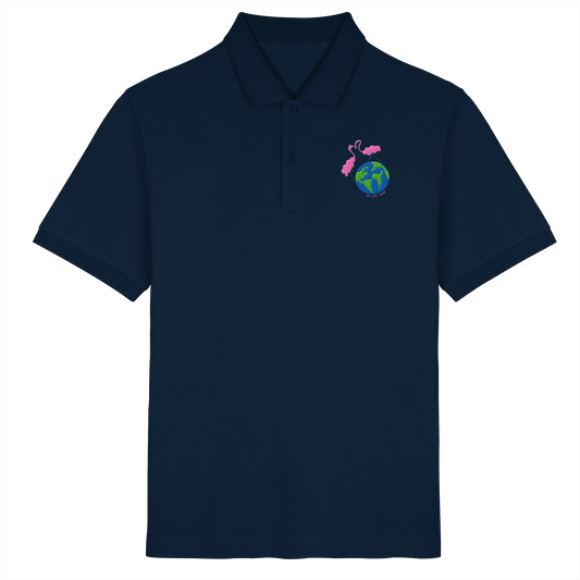 Love you Earth/ Embroidery - Organic Poloshirt (Stick)