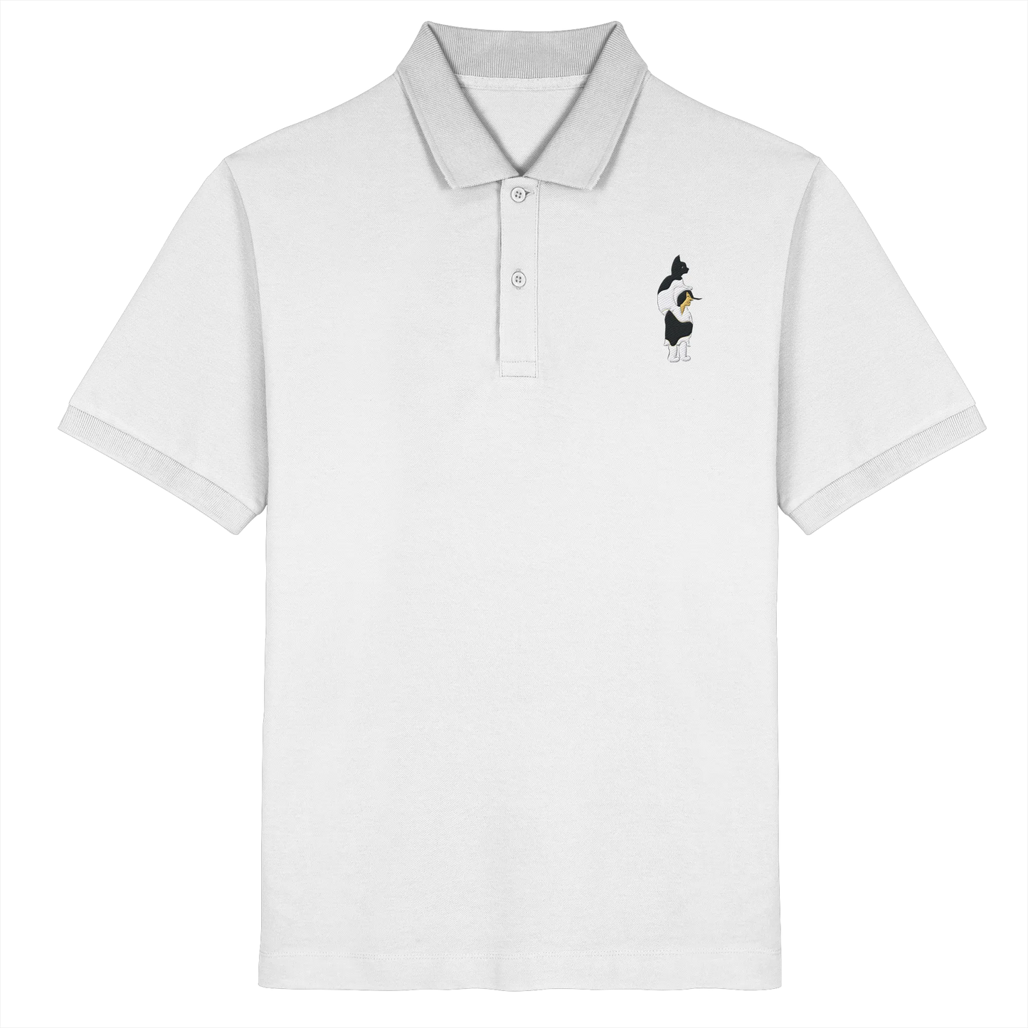 Cat Person Embroidery - Organic Poloshirt (Stick)